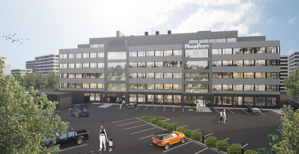 MaarinPortin julkisivu, jonka edessä ulkopysäköintialue.