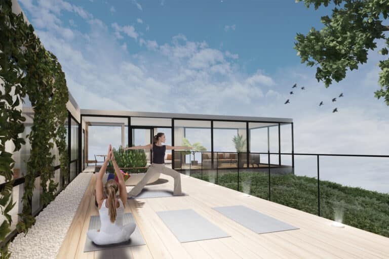 Maarinportin 6. kerroksen terassin havainnekuva.