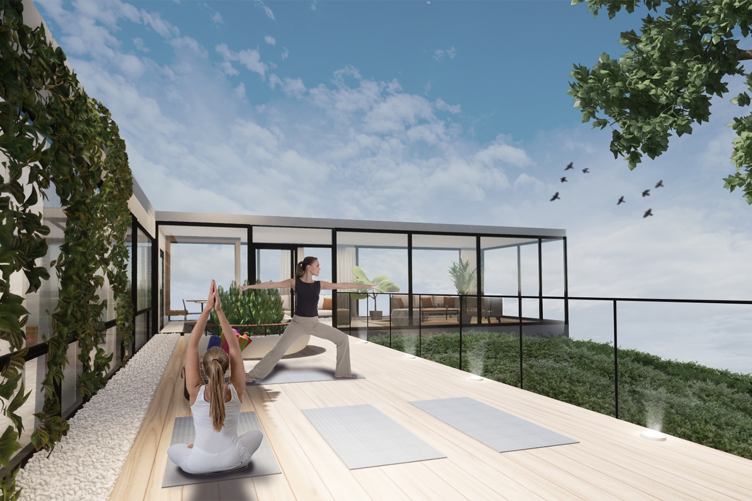 Maarinportin 6. kerroksen terassin havainnekuva.