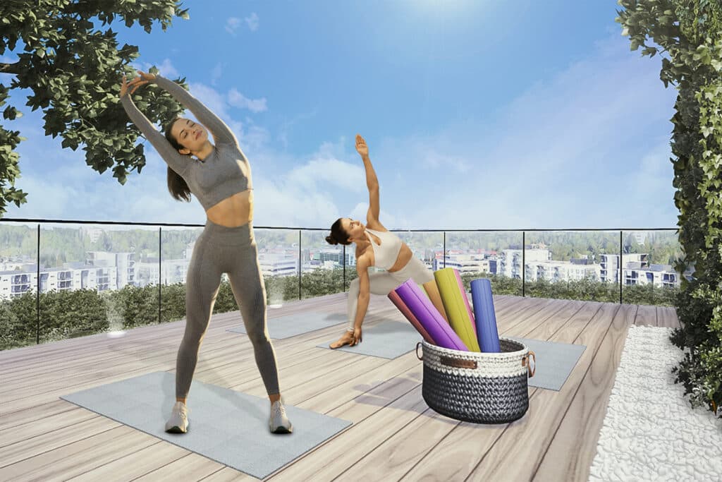 Maarinportin 6. kerroksen terassin havainnekuva.